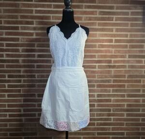 BHAG'S Vintage Boho White Cotton Wrap Skirt Floral Patchwork Hem Free Size